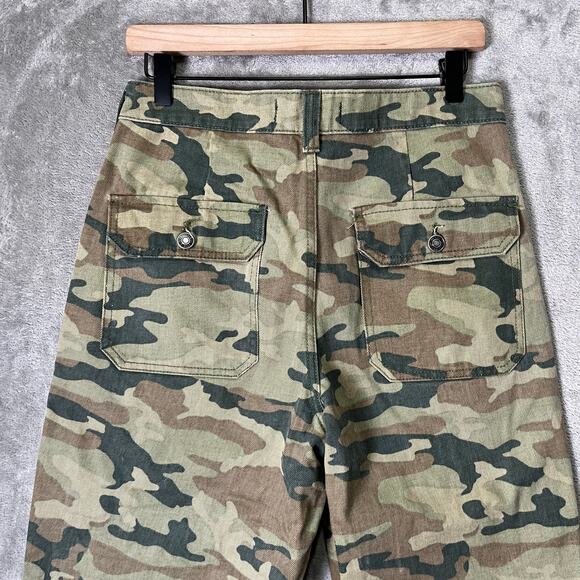 Free People Remy Camo Cropped Pants Moss Green Camouflage Utility Casual Boho 29 - Picture 4 of 7